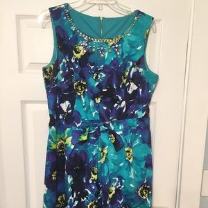 Ellen Tracy Floral Embellished Dress